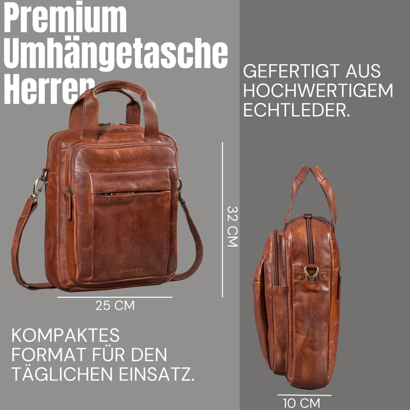 "Eldon" Mittelgroße Umhängetasche Herren Leder