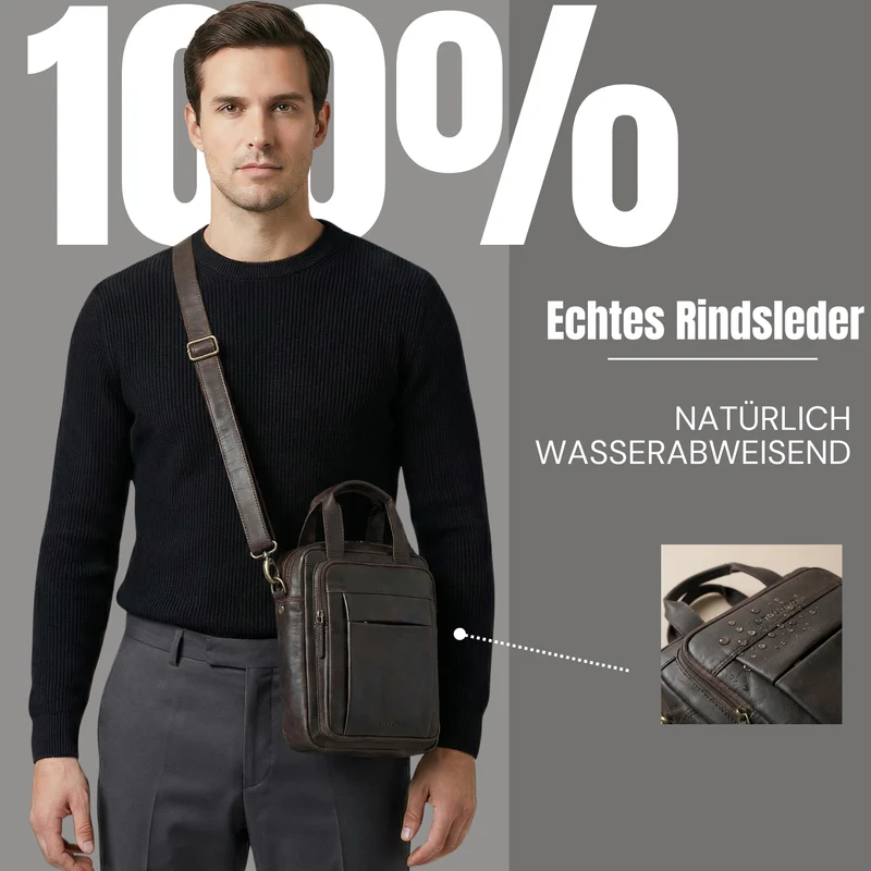 "Eldon" Mittelgroße Umhängetasche Herren Leder