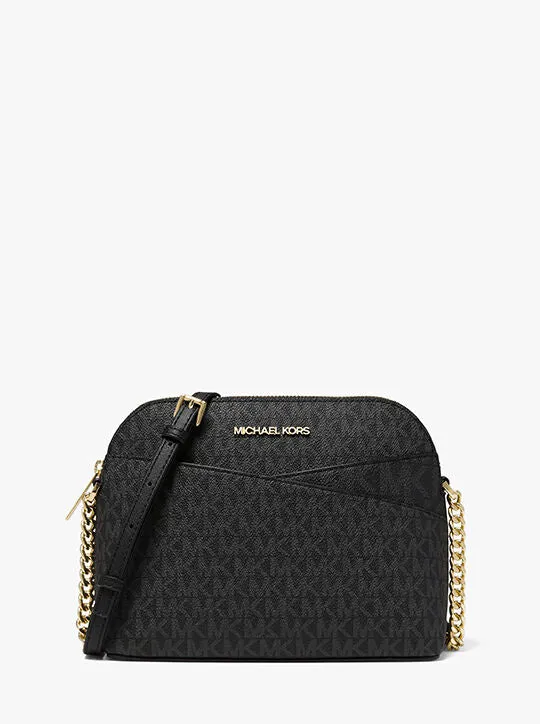 Michael Kors Jet Set Travel Medium Dome Crossbody Bag schwarz gold Logo