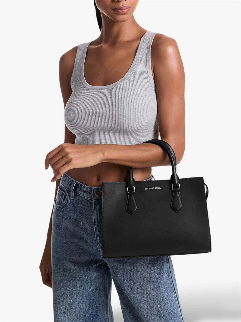 Michael Kors Sheila Satchel Damen Schwarz Silber - Handtasche
