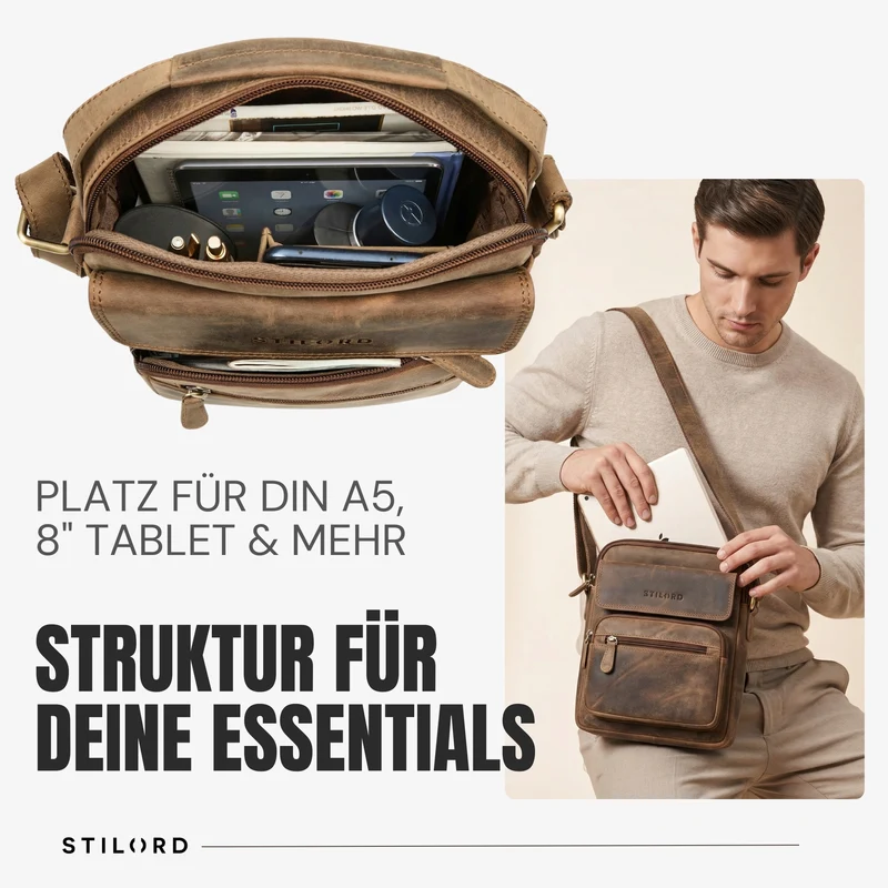 "Amir" Umhängetasche Leder Kleine Ledertasche Herren Männerhandtasche
