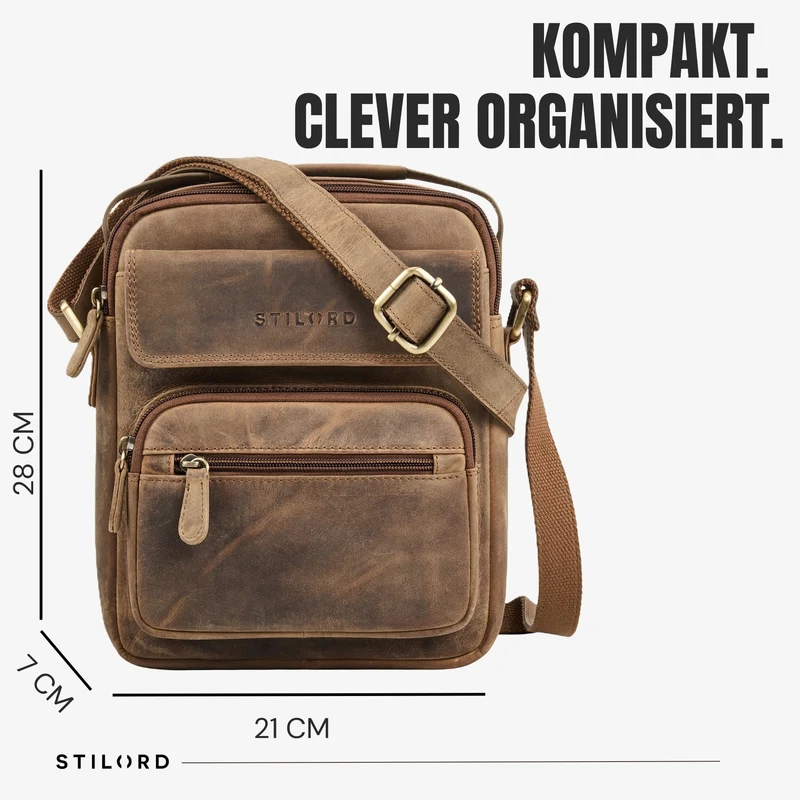 "Amir" Umhängetasche Leder Kleine Ledertasche Herren Männerhandtasche