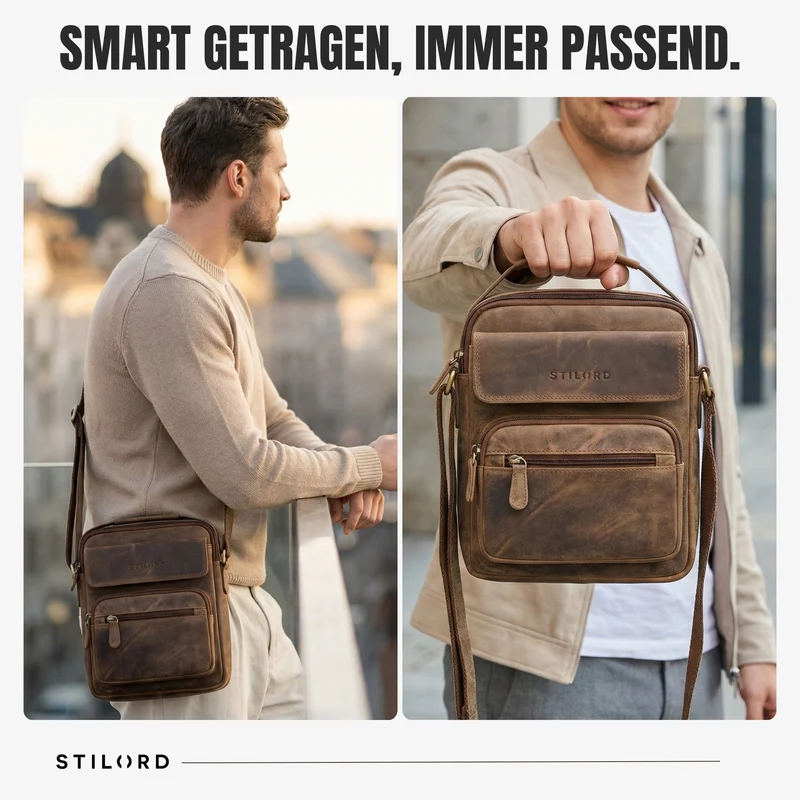 "Amir" Umhängetasche Leder Kleine Ledertasche Herren Männerhandtasche