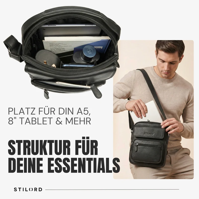 "Amir" Umhängetasche Leder Kleine Ledertasche Herren Männerhandtasche