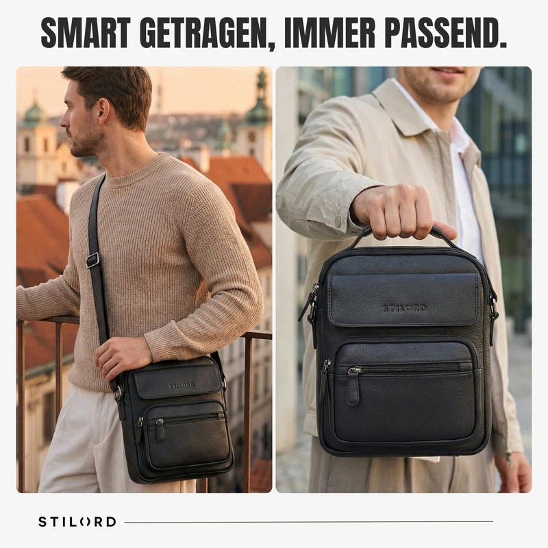 "Amir" Umhängetasche Leder Kleine Ledertasche Herren Männerhandtasche