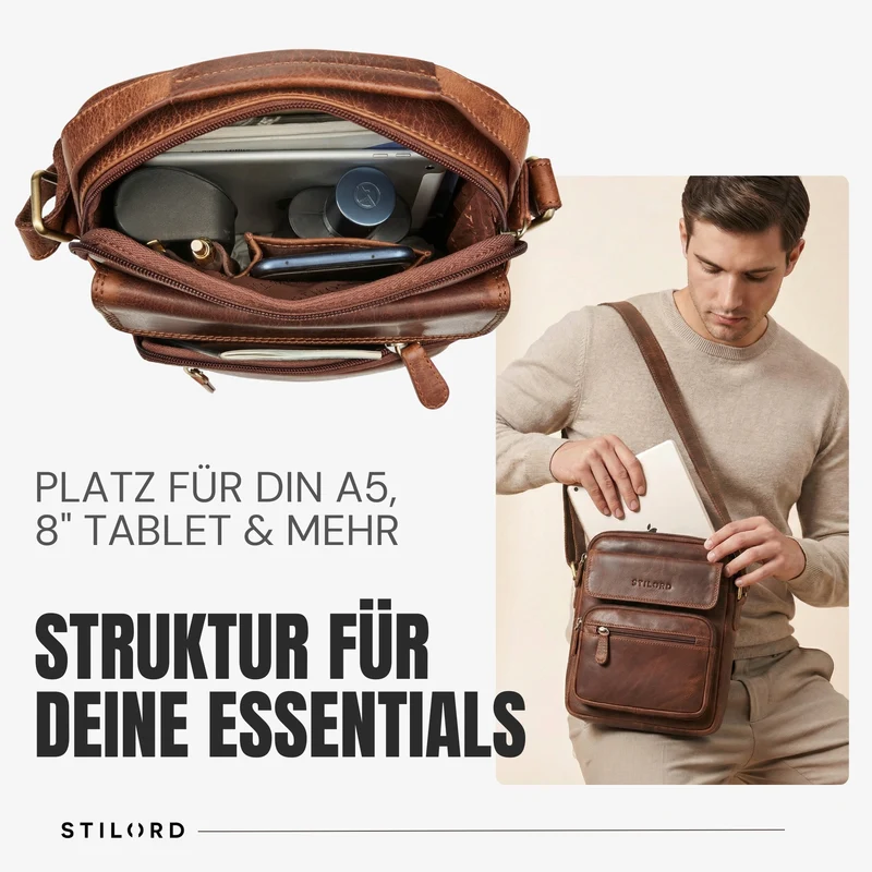 "Amir" Umhängetasche Leder Kleine Ledertasche Herren Männerhandtasche