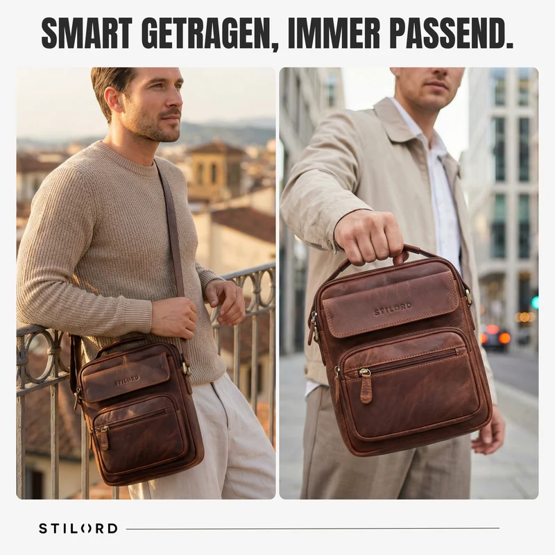 "Amir" Umhängetasche Leder Kleine Ledertasche Herren Männerhandtasche