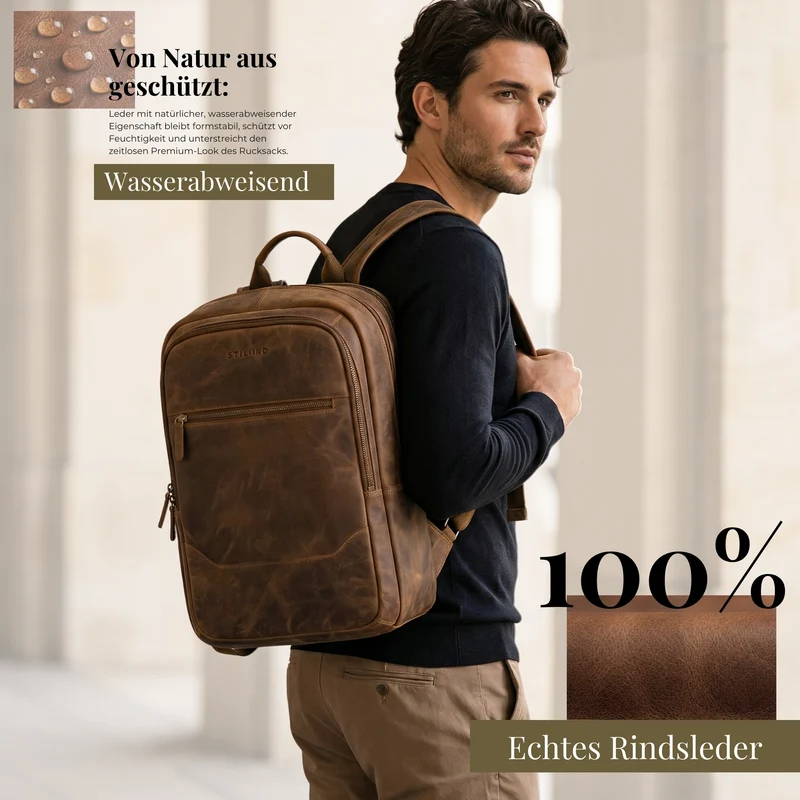 "Maxor" XL Business Rucksack Herren Leder