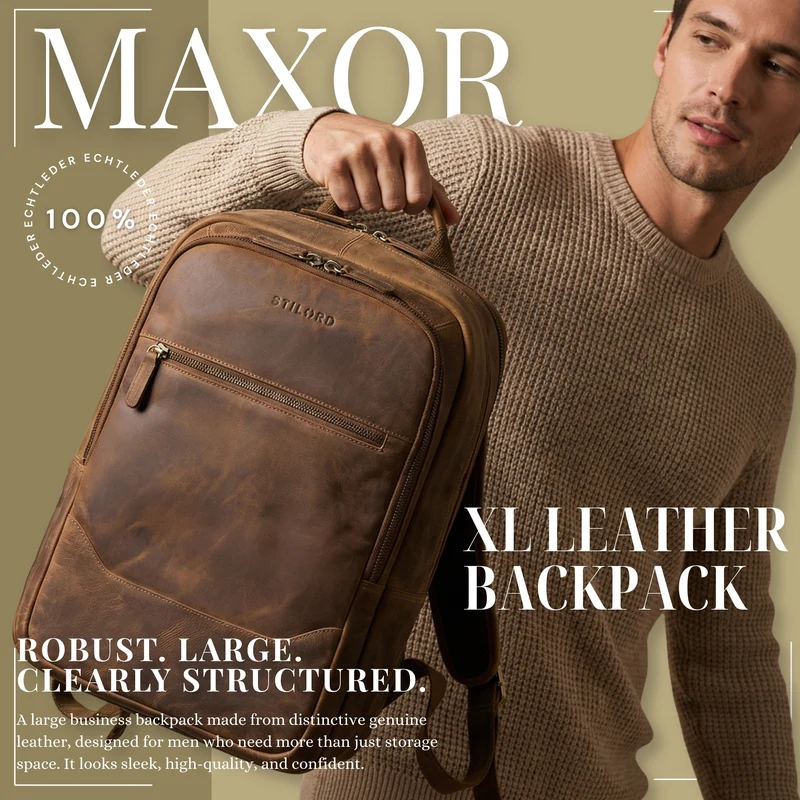 "Maxor" XL Business Rucksack Herren Leder