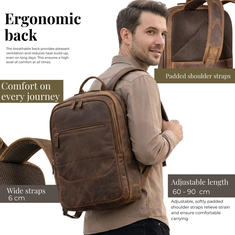 "Maxor" XL Business Rucksack Herren Leder