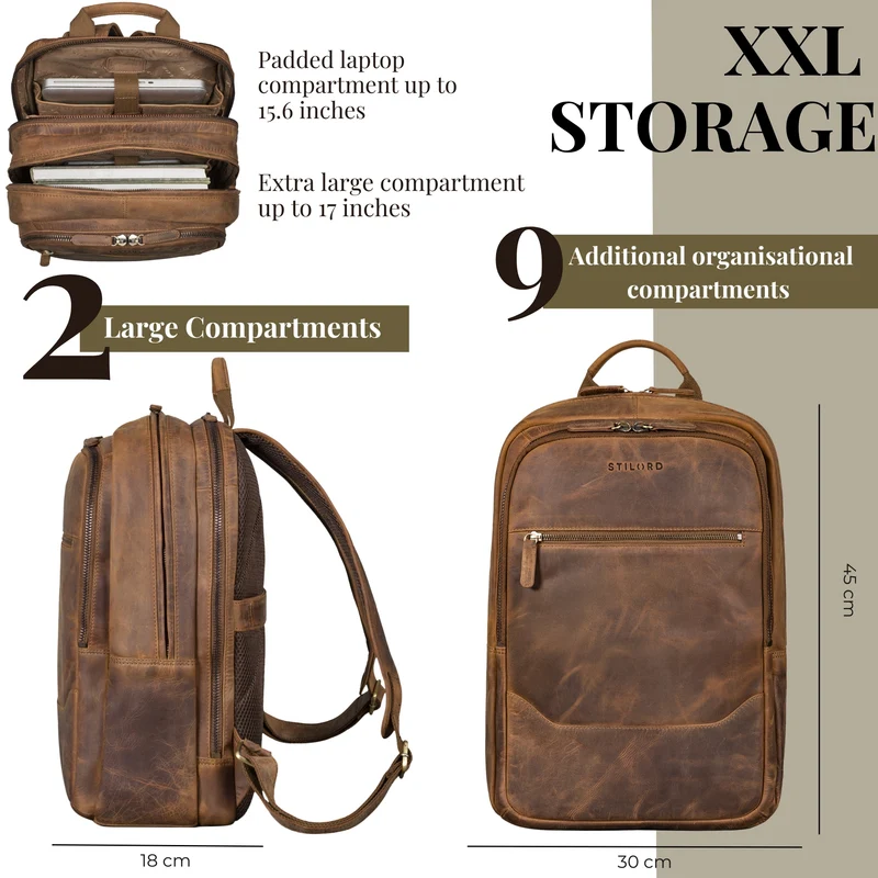 "Maxor" XL Business Rucksack Herren Leder