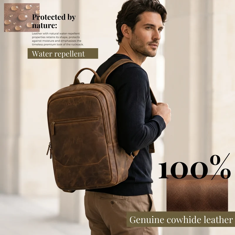 "Maxor" XL Business Rucksack Herren Leder