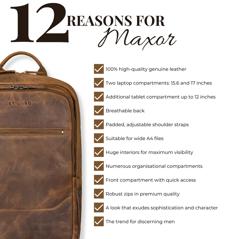 "Maxor" XL Business Rucksack Herren Leder