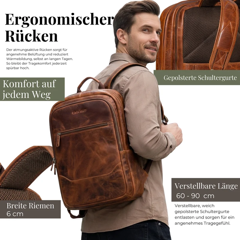 "Maxor" XL Business Rucksack Herren Leder