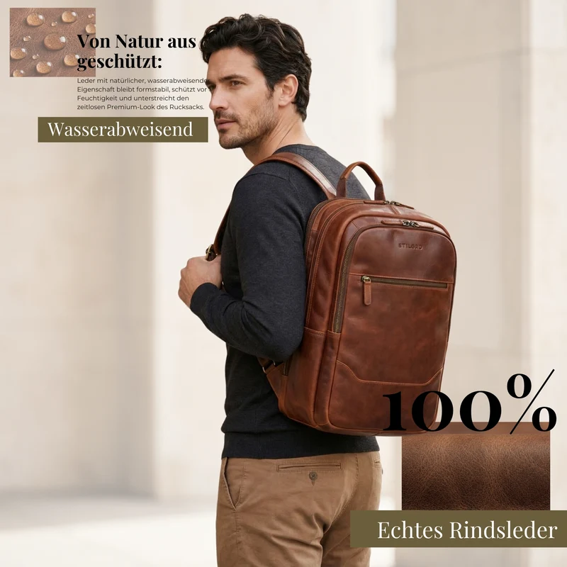 "Maxor" XL Business Rucksack Herren Leder