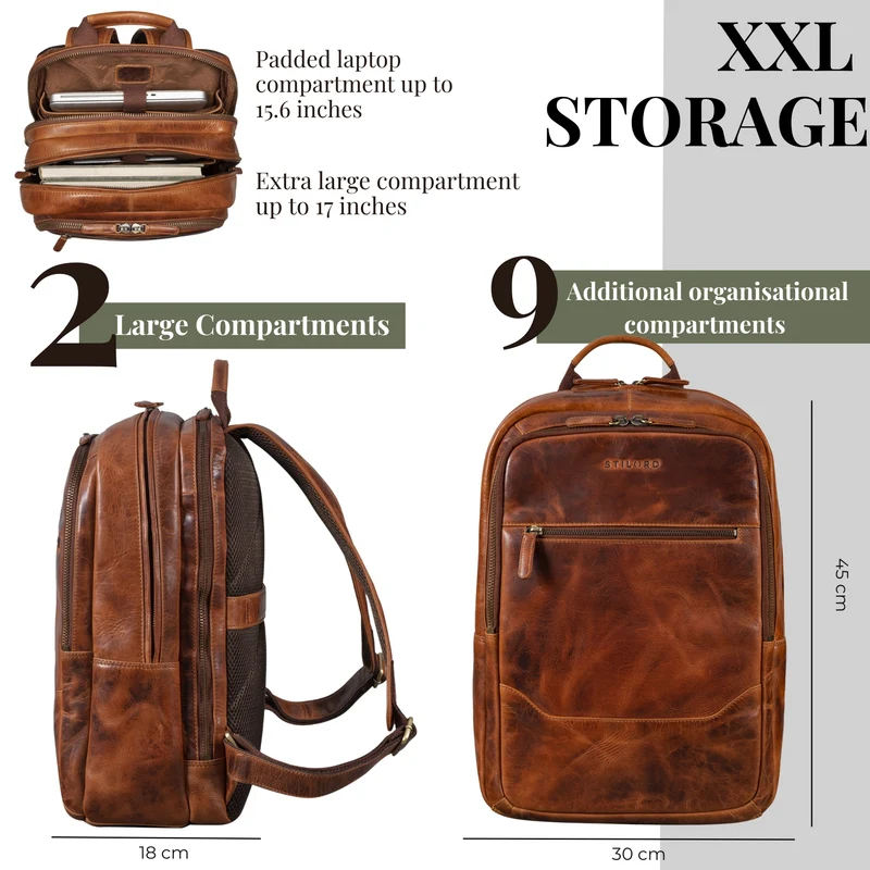 "Maxor" XL Business Rucksack Herren Leder