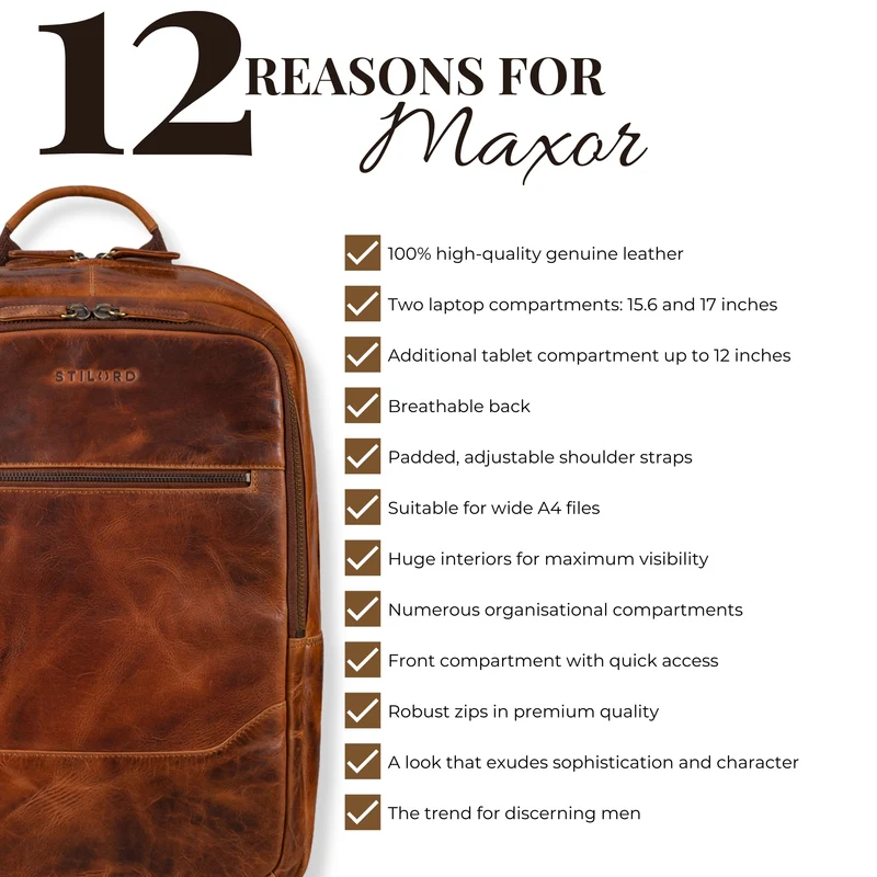 "Maxor" XL Business Rucksack Herren Leder