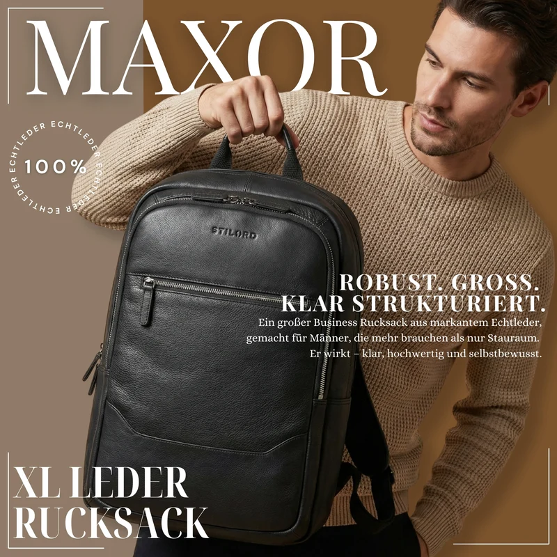 "Maxor" XL Business Rucksack Herren Leder