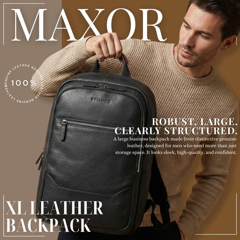 "Maxor" XL Business Rucksack Herren Leder