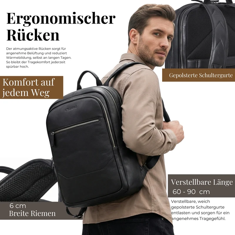 "Maxor" XL Business Rucksack Herren Leder