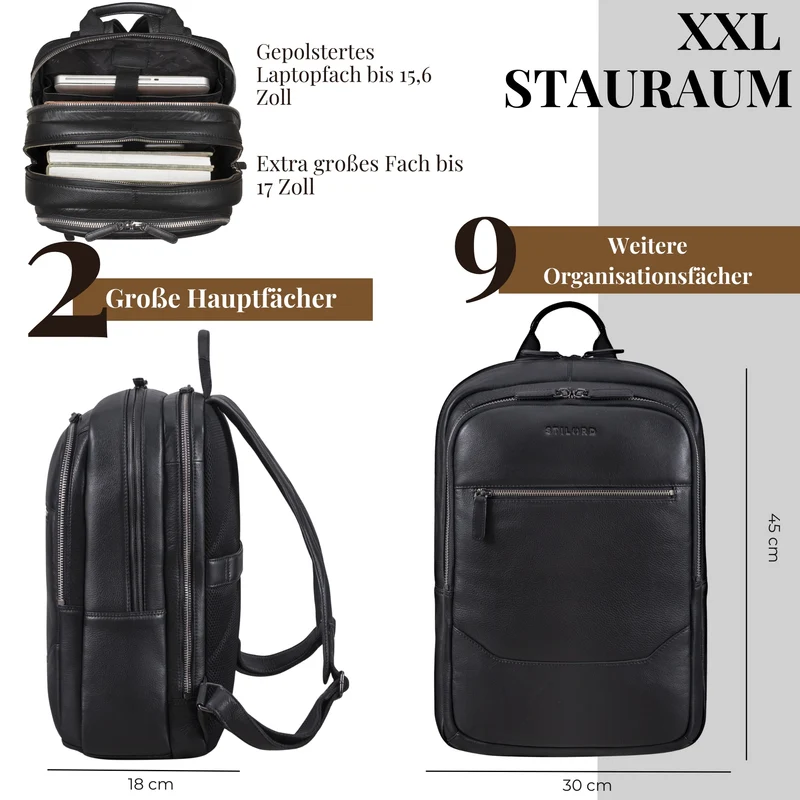 "Maxor" XL Business Rucksack Herren Leder