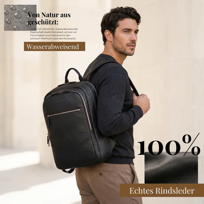 "Maxor" XL Business Rucksack Herren Leder