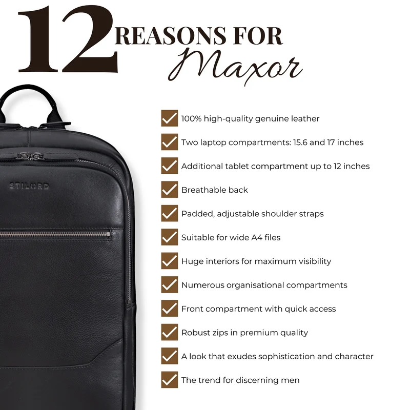 "Maxor" XL Business Rucksack Herren Leder