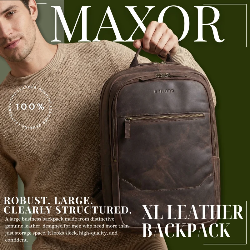 "Maxor" XL Business Rucksack Herren Leder