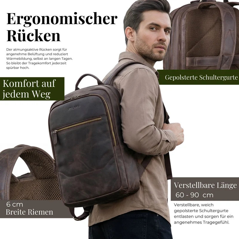 "Maxor" XL Business Rucksack Herren Leder