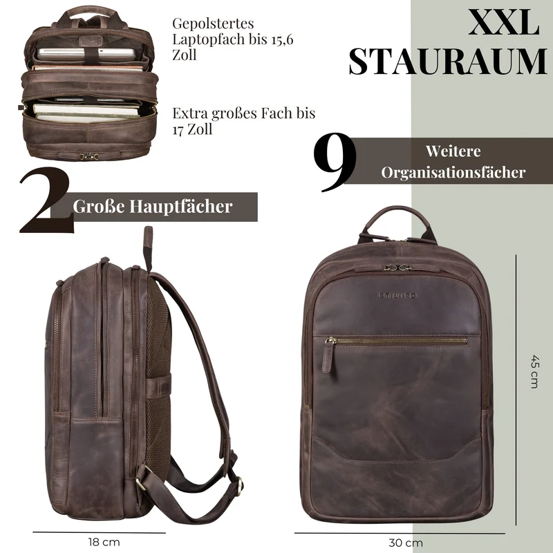 "Maxor" XL Business Rucksack Herren Leder
