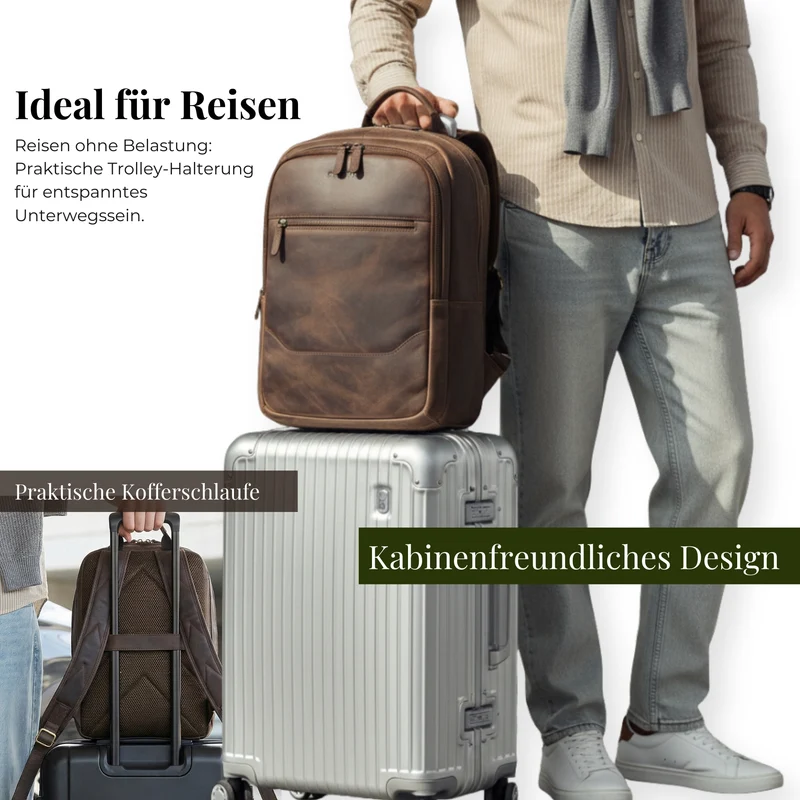 "Maxor" XL Business Rucksack Herren Leder