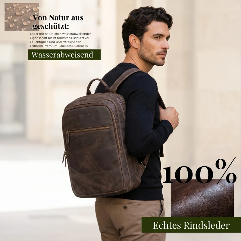 "Maxor" XL Business Rucksack Herren Leder