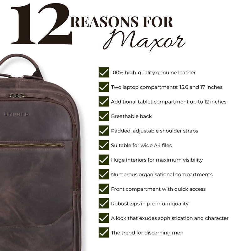 "Maxor" XL Business Rucksack Herren Leder