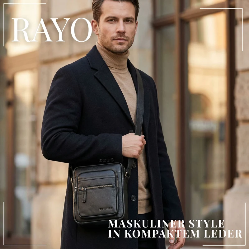 "Rayo" Kleine Echtleder Herrenhandtasche zum Umhängen