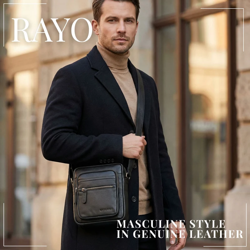 "Rayo" Kleine Echtleder Herrenhandtasche zum Umhängen