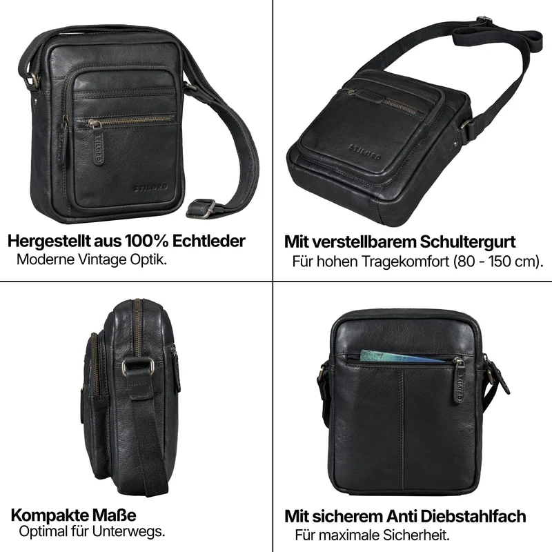 "Rayo" Kleine Echtleder Herrenhandtasche zum Umhängen