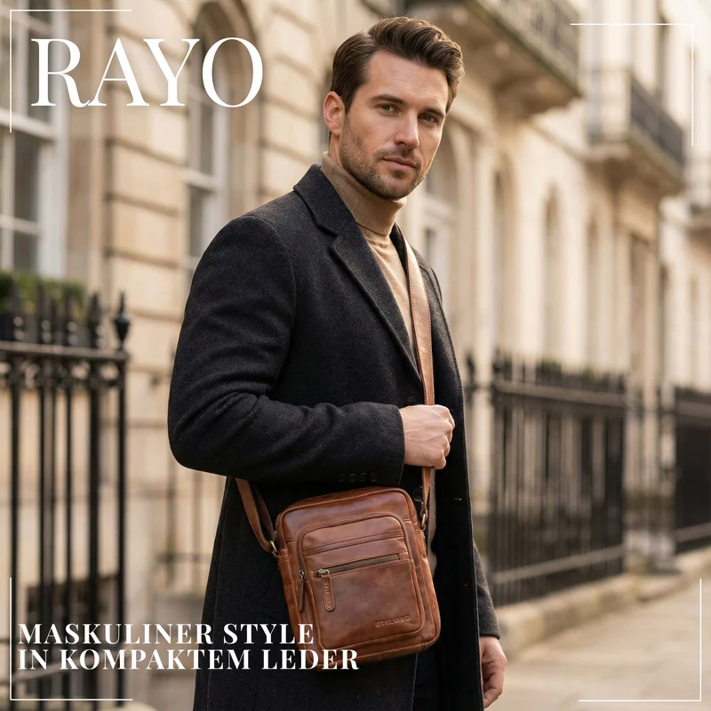 "Rayo" Kleine Echtleder Herrenhandtasche zum Umhängen