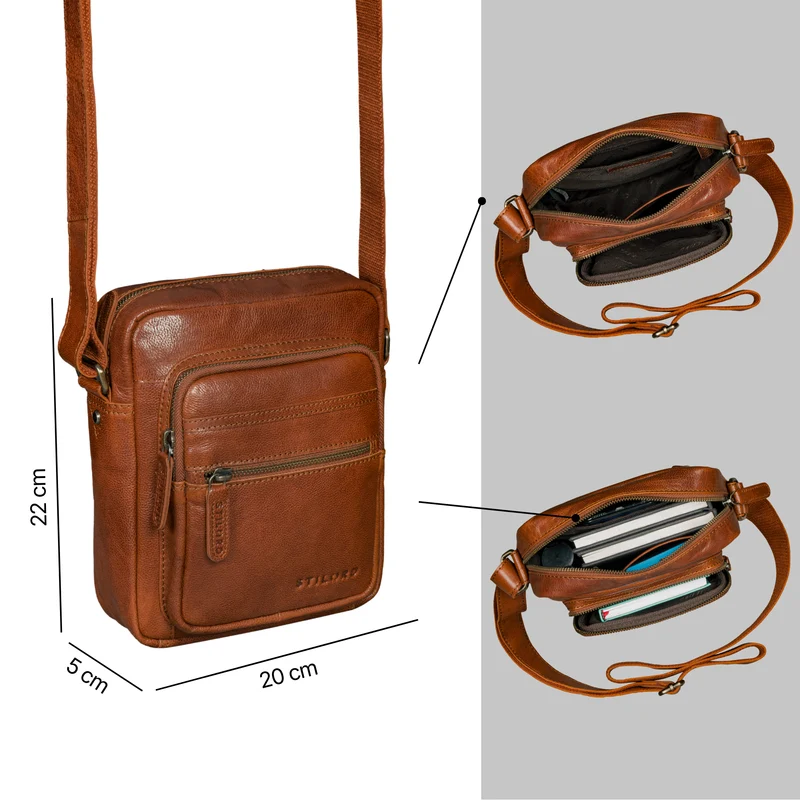 "Rayo" Kleine Echtleder Herrenhandtasche zum Umhängen