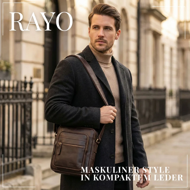 "Rayo" Kleine Echtleder Herrenhandtasche zum Umhängen