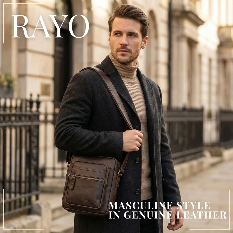 "Rayo" Kleine Echtleder Herrenhandtasche zum Umhängen