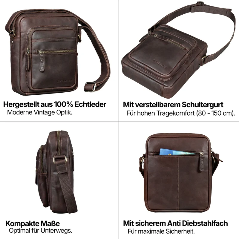 "Rayo" Kleine Echtleder Herrenhandtasche zum Umhängen