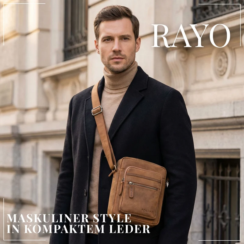 "Rayo" Kleine Echtleder Herrenhandtasche zum Umhängen