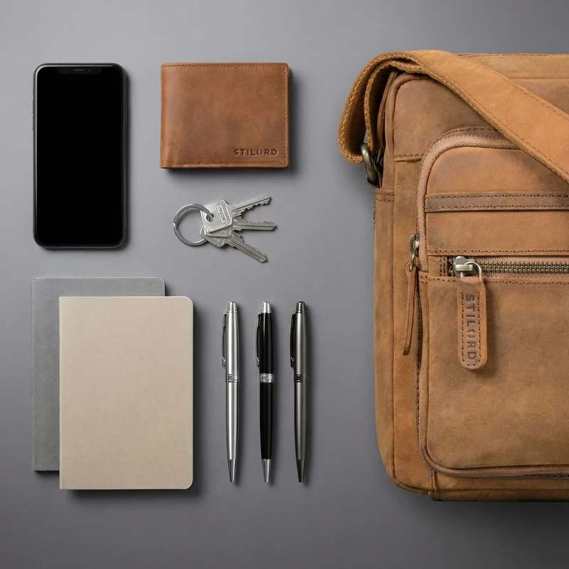 "Rayo" Kleine Echtleder Herrenhandtasche zum Umhängen