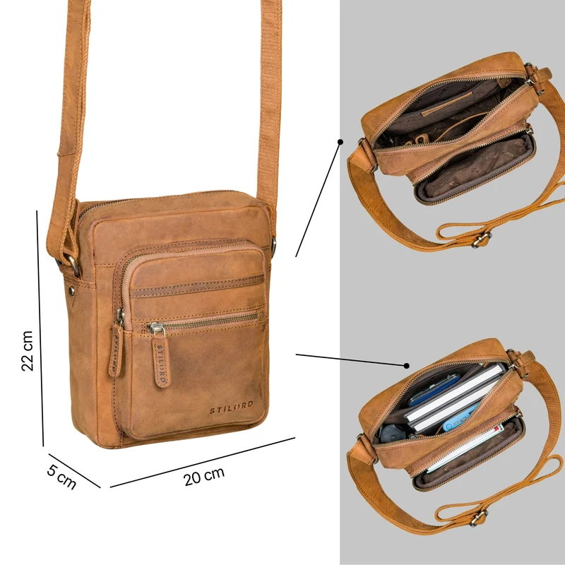 "Rayo" Kleine Echtleder Herrenhandtasche zum Umhängen