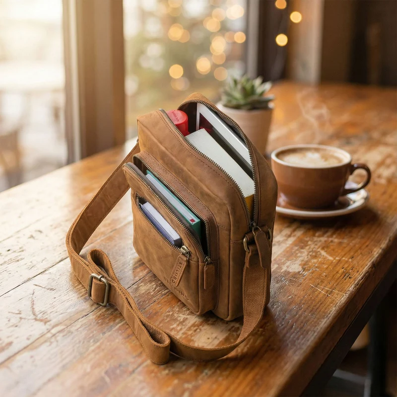 "Rayo" Kleine Echtleder Herrenhandtasche zum Umhängen
