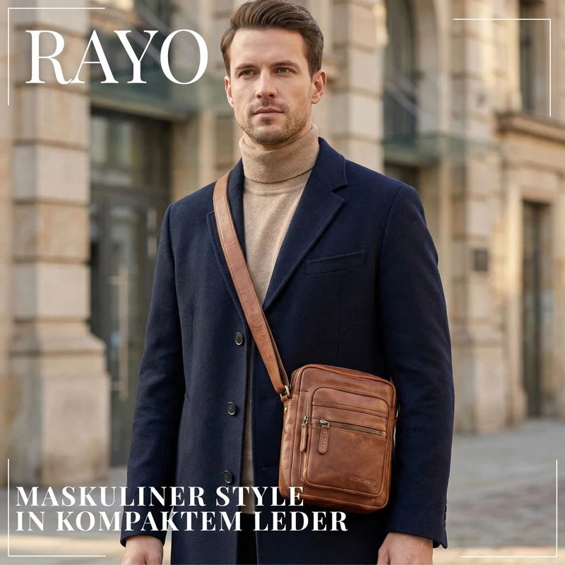 "Rayo" Kleine Echtleder Herrenhandtasche zum Umhängen