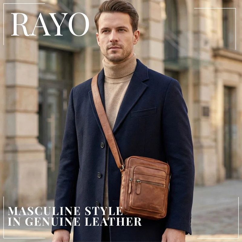 "Rayo" Kleine Echtleder Herrenhandtasche zum Umhängen
