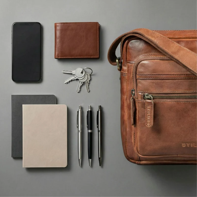"Rayo" Kleine Echtleder Herrenhandtasche zum Umhängen