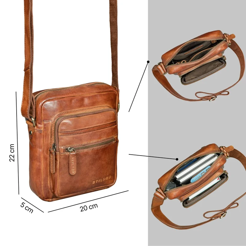 "Rayo" Kleine Echtleder Herrenhandtasche zum Umhängen