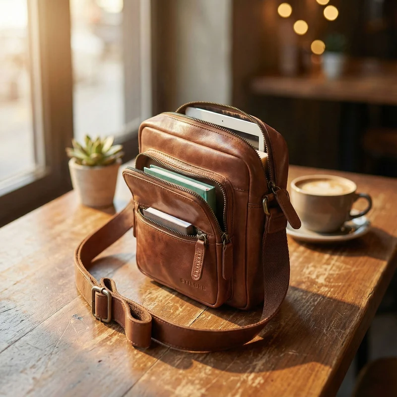 "Rayo" Kleine Echtleder Herrenhandtasche zum Umhängen
